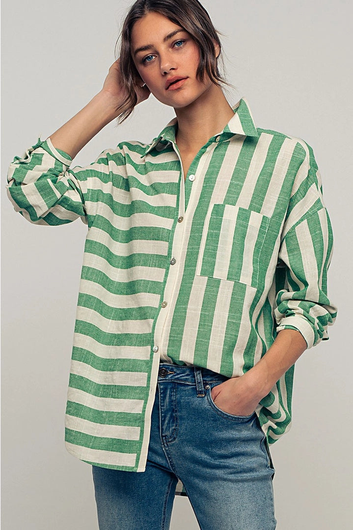 Green Oversized Button Down