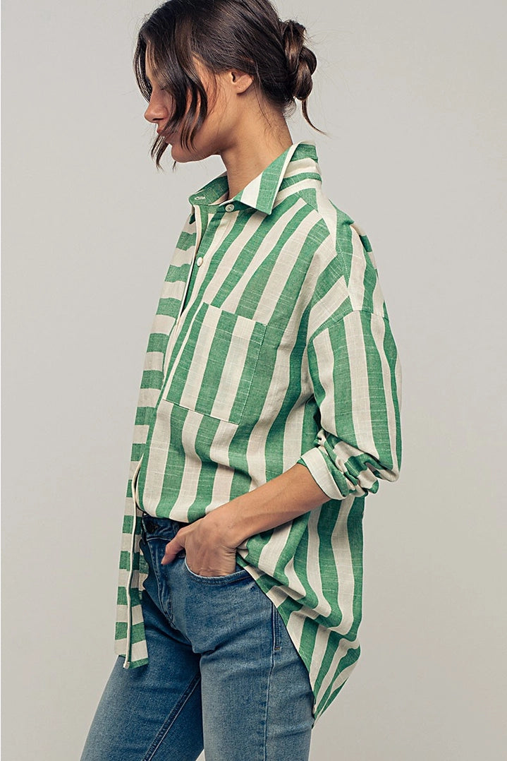 Green Oversized Button Down