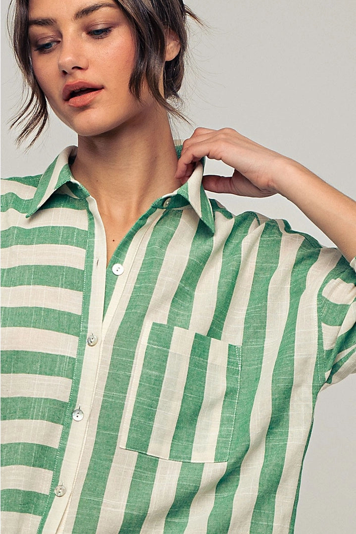 Green Oversized Button Down