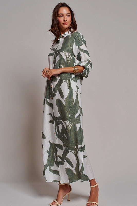 Green Tropical Palm Dress