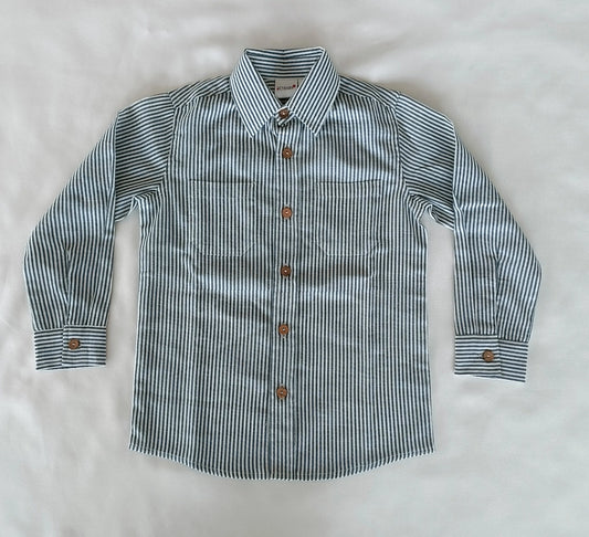 Grey Stripes Printed Boys Shirt