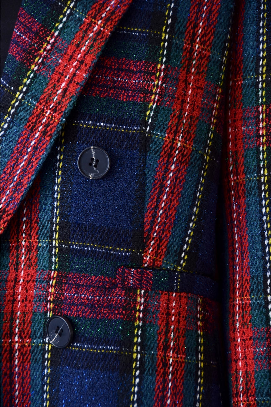 Navy Plaid Blazer Jacket