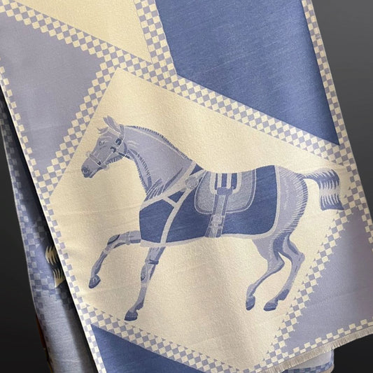 Equestrian Saddle Blanket Horse Winter Scarf Blue