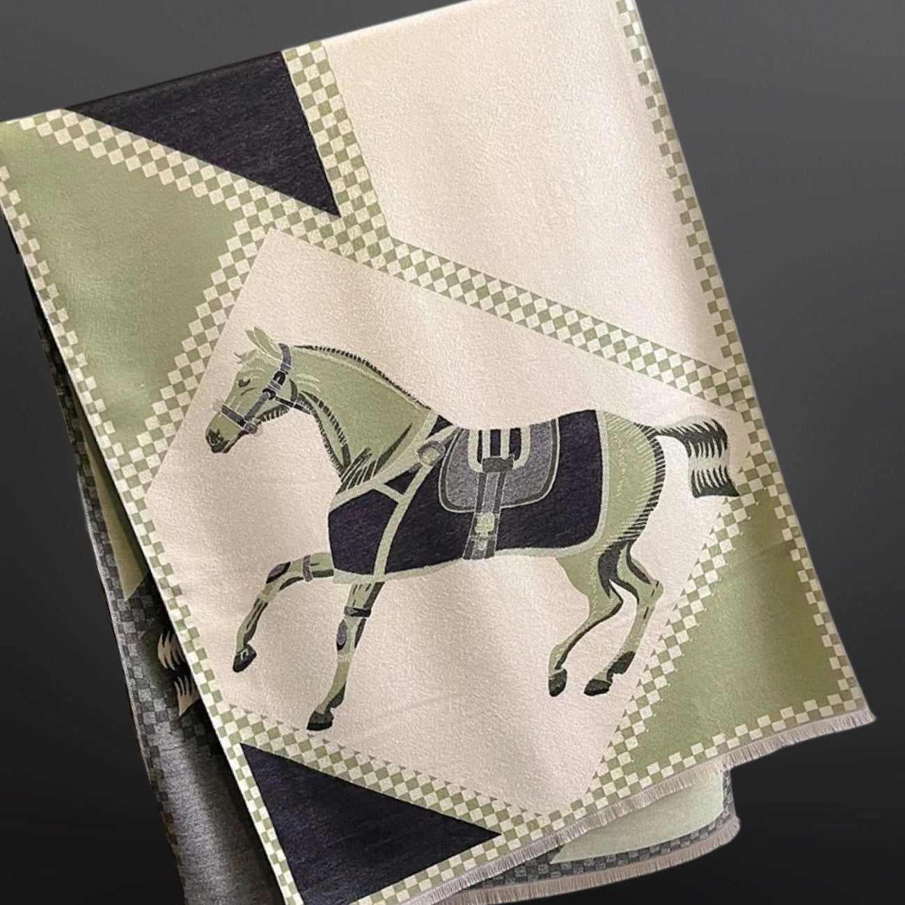Equestrian Saddle Blanket Horse Winter Scarf Green