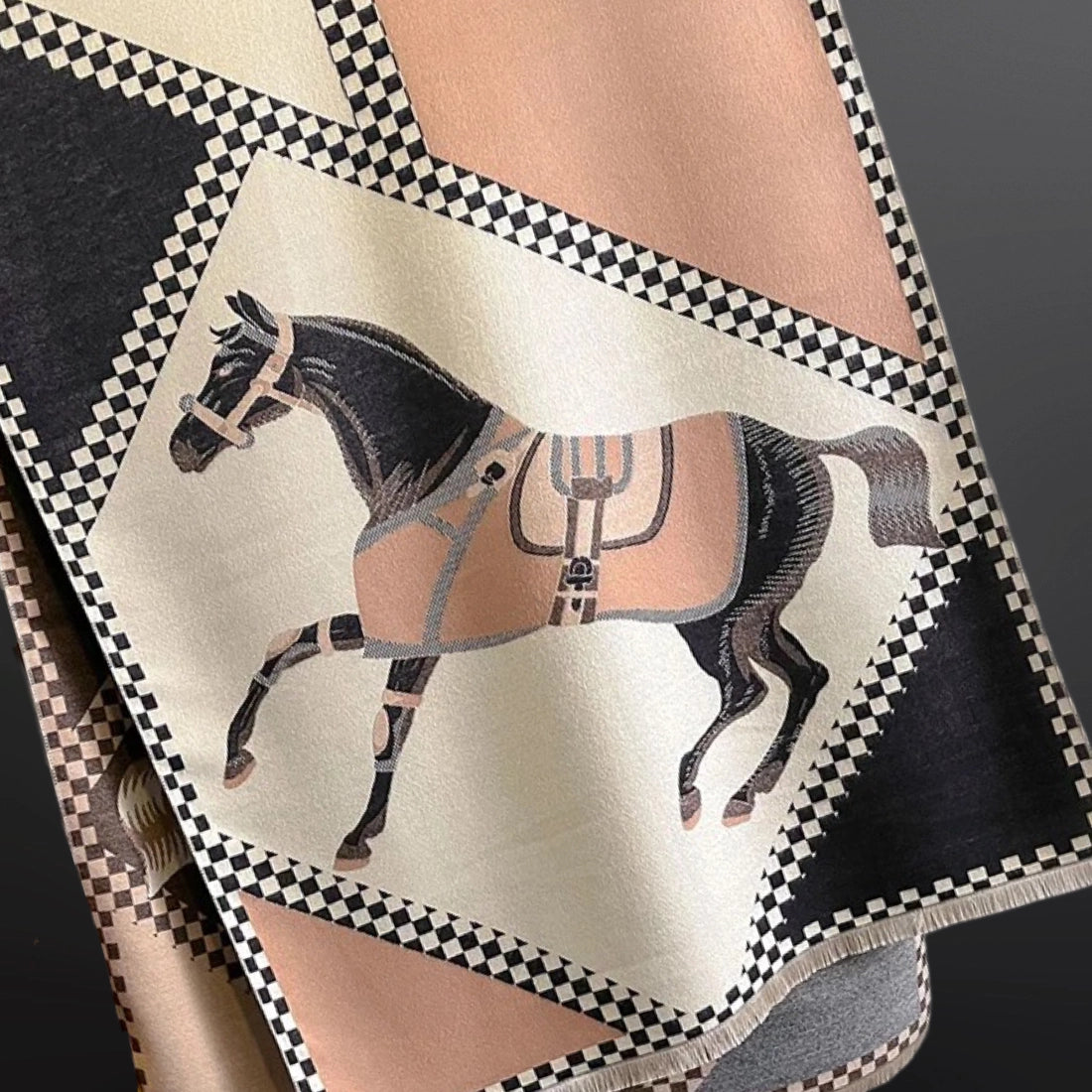 Equestrian Saddle Blanket Horse Winter Scarf Tan