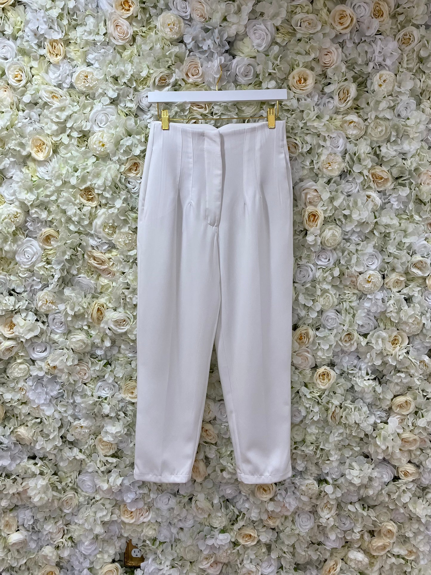 White Ankle Trouser Pants
