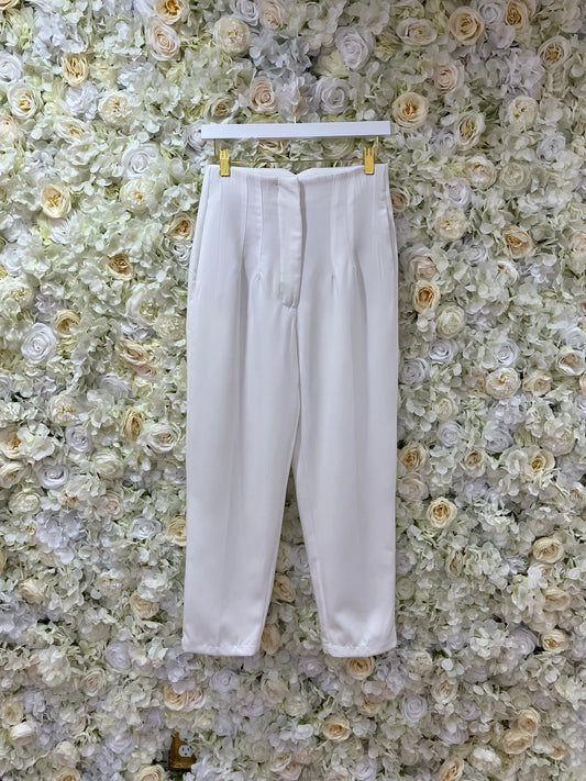 White Ankle Trouser Pants