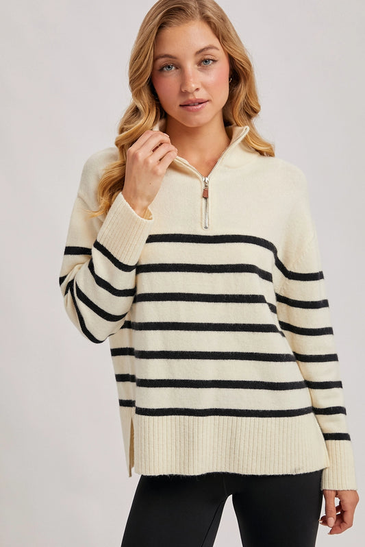 Ivory Quarter Zip Up Pullover