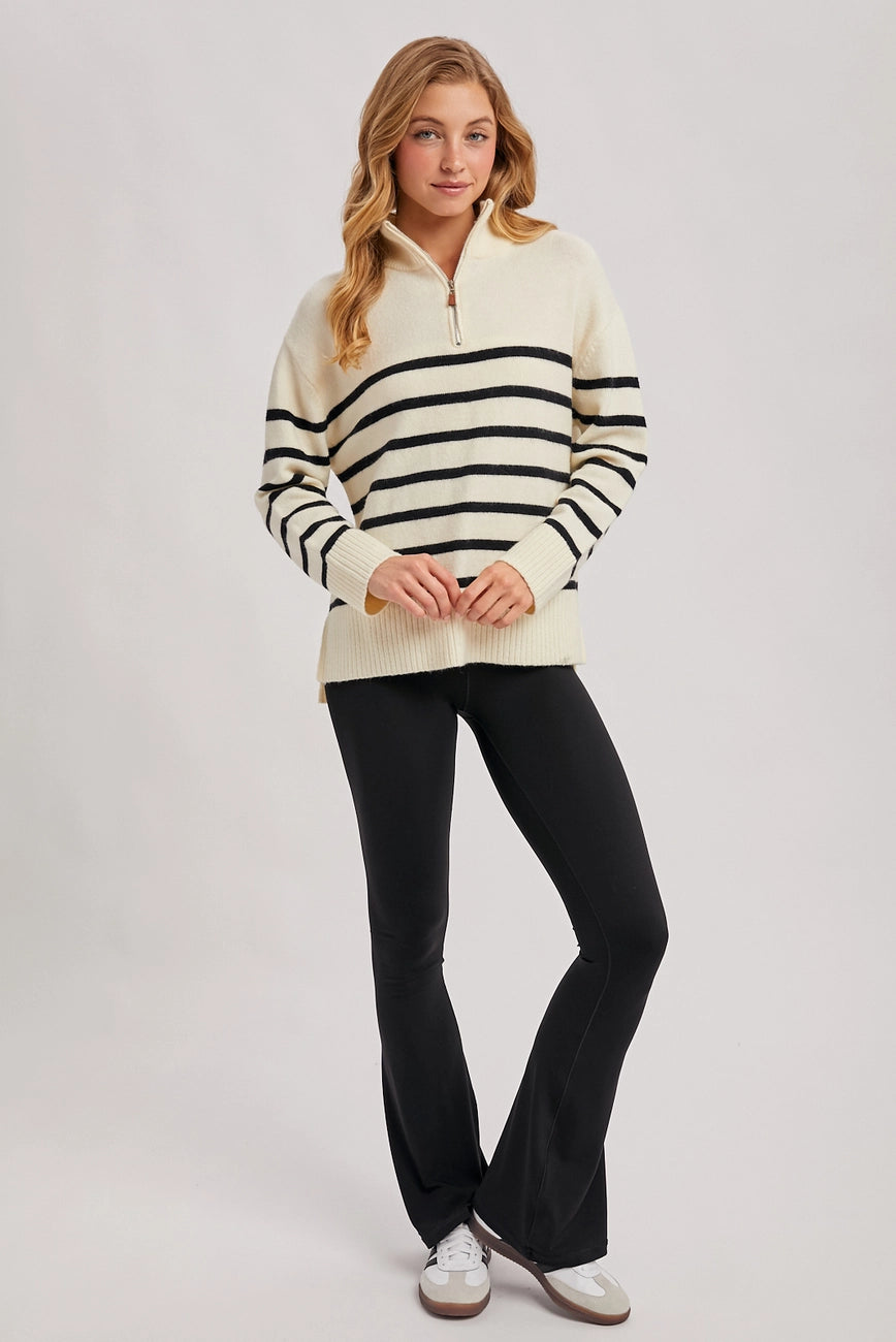 Ivory Quarter Zip Up Pullover