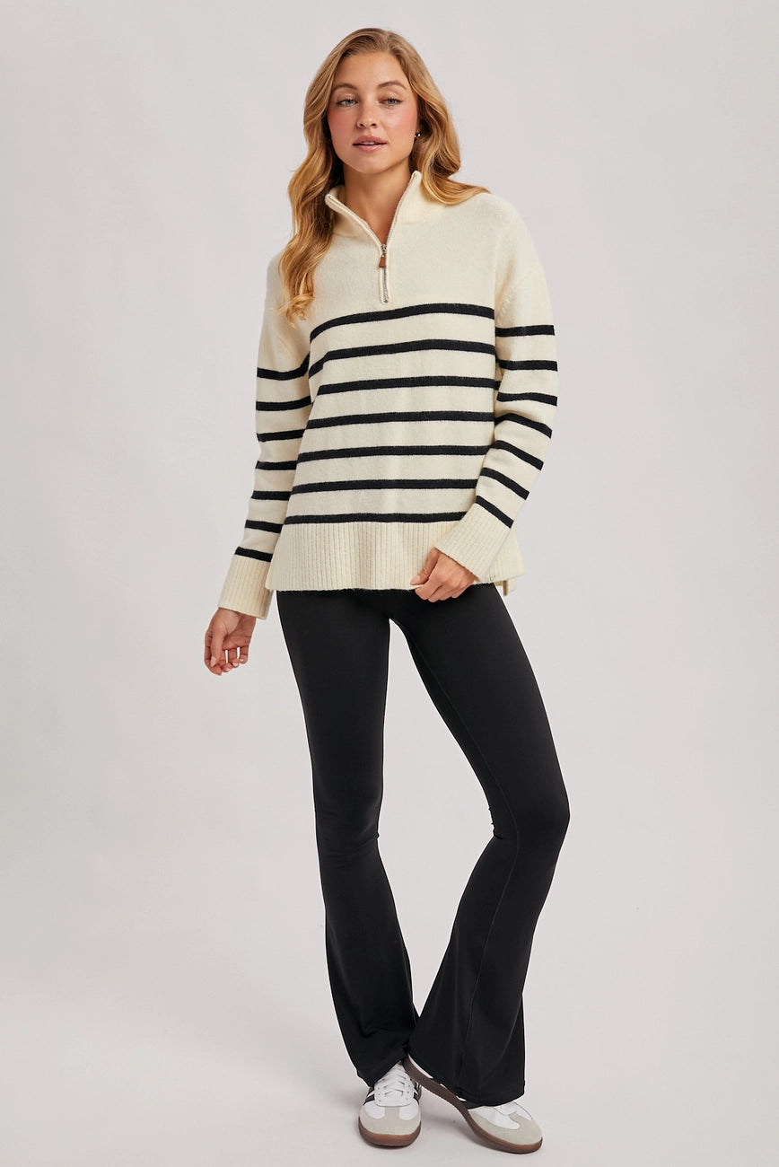 Ivory Quarter Zip Up Pullover