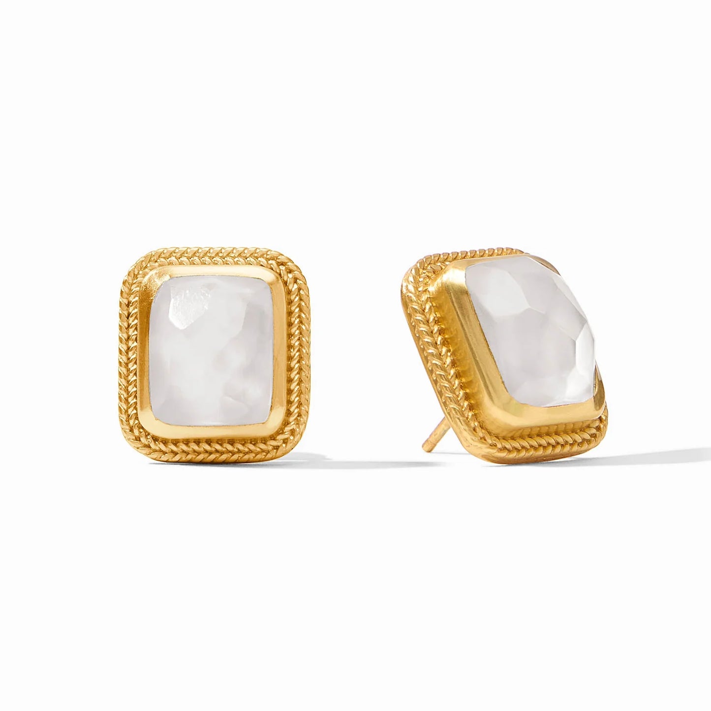 Julie Vos Cheval Stone Stud Iridescent Clear Crystal