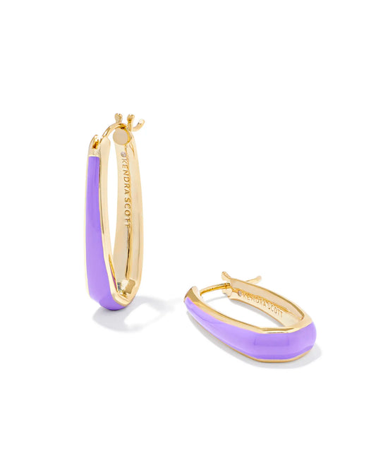 Kendra Scott Kelsey Hoop Earrings Purple Enamel