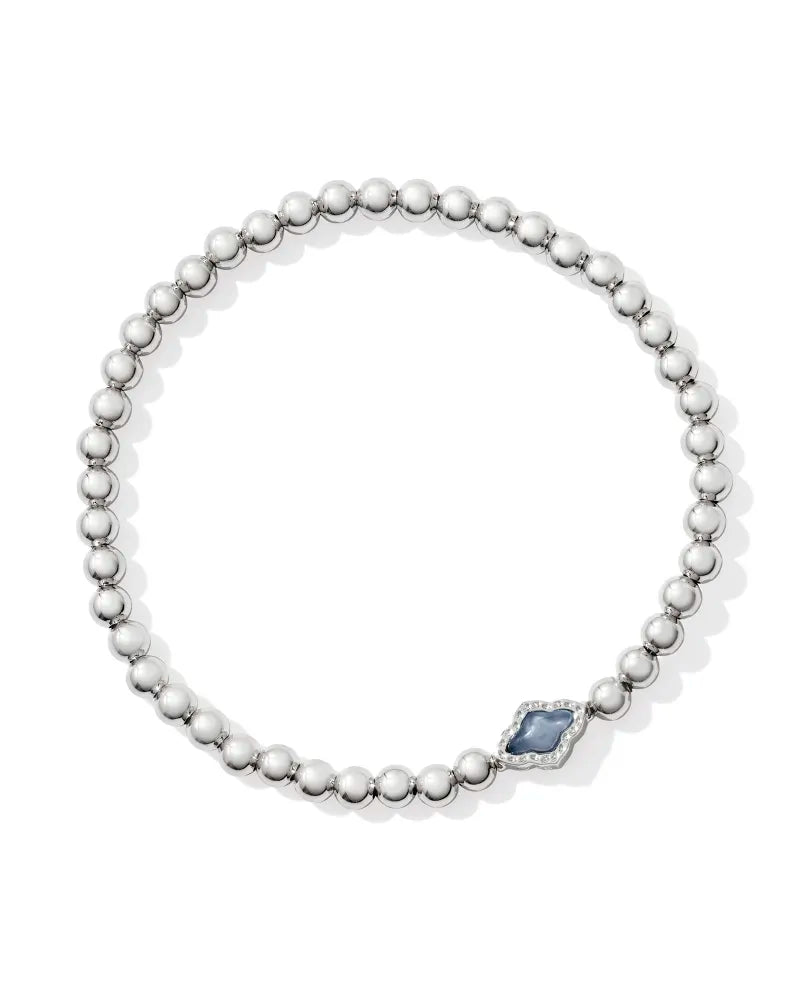 Kendra ScottAbbie Silver Beaded Stretch Bracelet in Light Blue Mother-of-Pearl