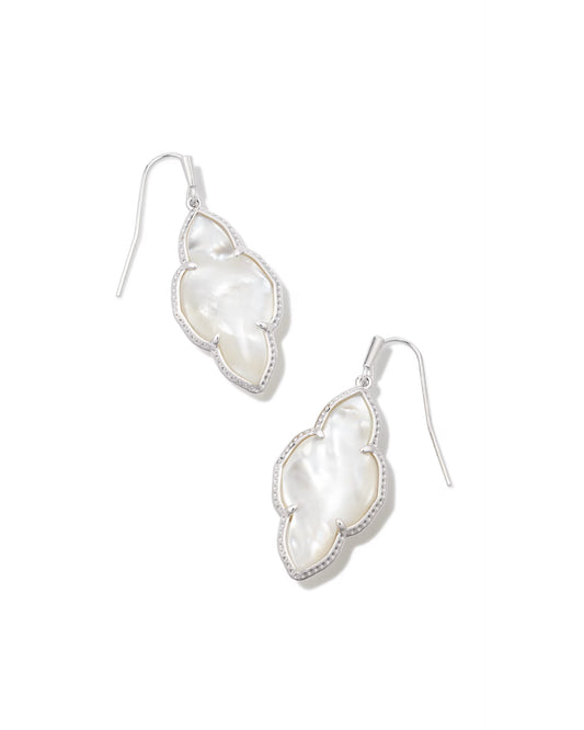 Kendra Scott Abbie Silver Drop Earring in Ivory Mother Of Pearl