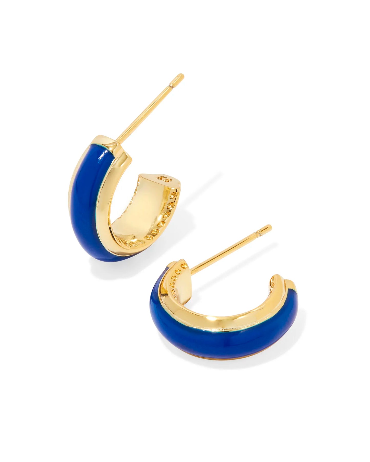 Kendra Scott Ainsley Gold Huggie Earrings in Blue Enamel