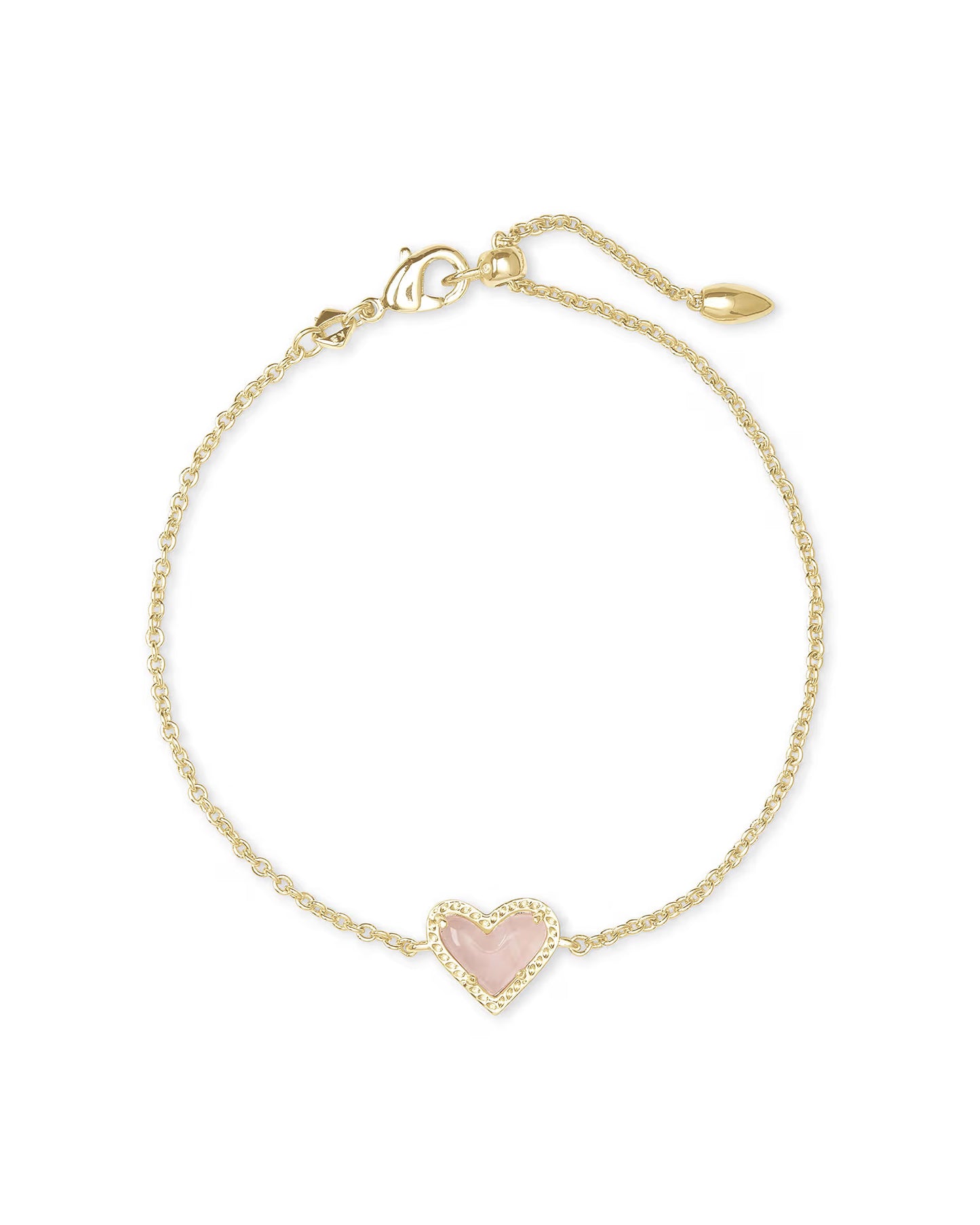 Kendra Scott Ari Heart Gold Chain Bracelet in Rose Quartz
