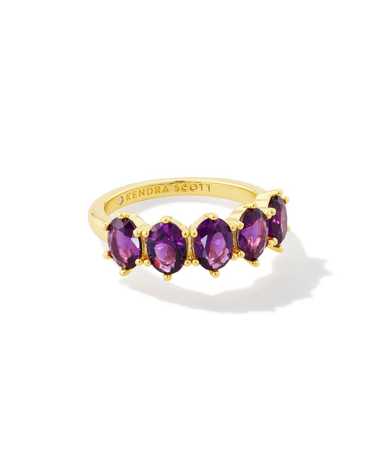 Kendra Scott Cailin Crystal Band Ring Gold Purple Crystal