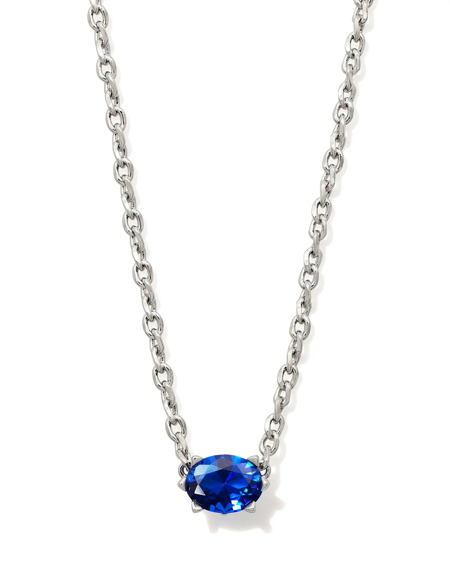 Kendra Scott Cailin Crystal Pendant Necklace in Silver Blue Crystal