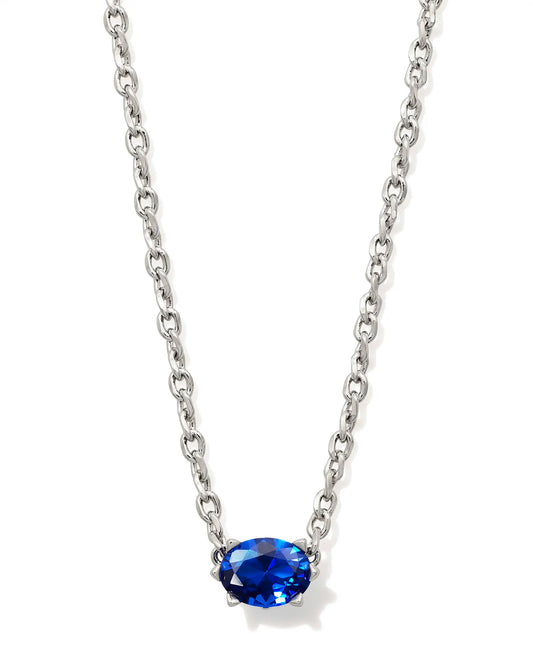 Kendra Scott Cailin Crystal Pendant Necklace in Silver Blue Crystal