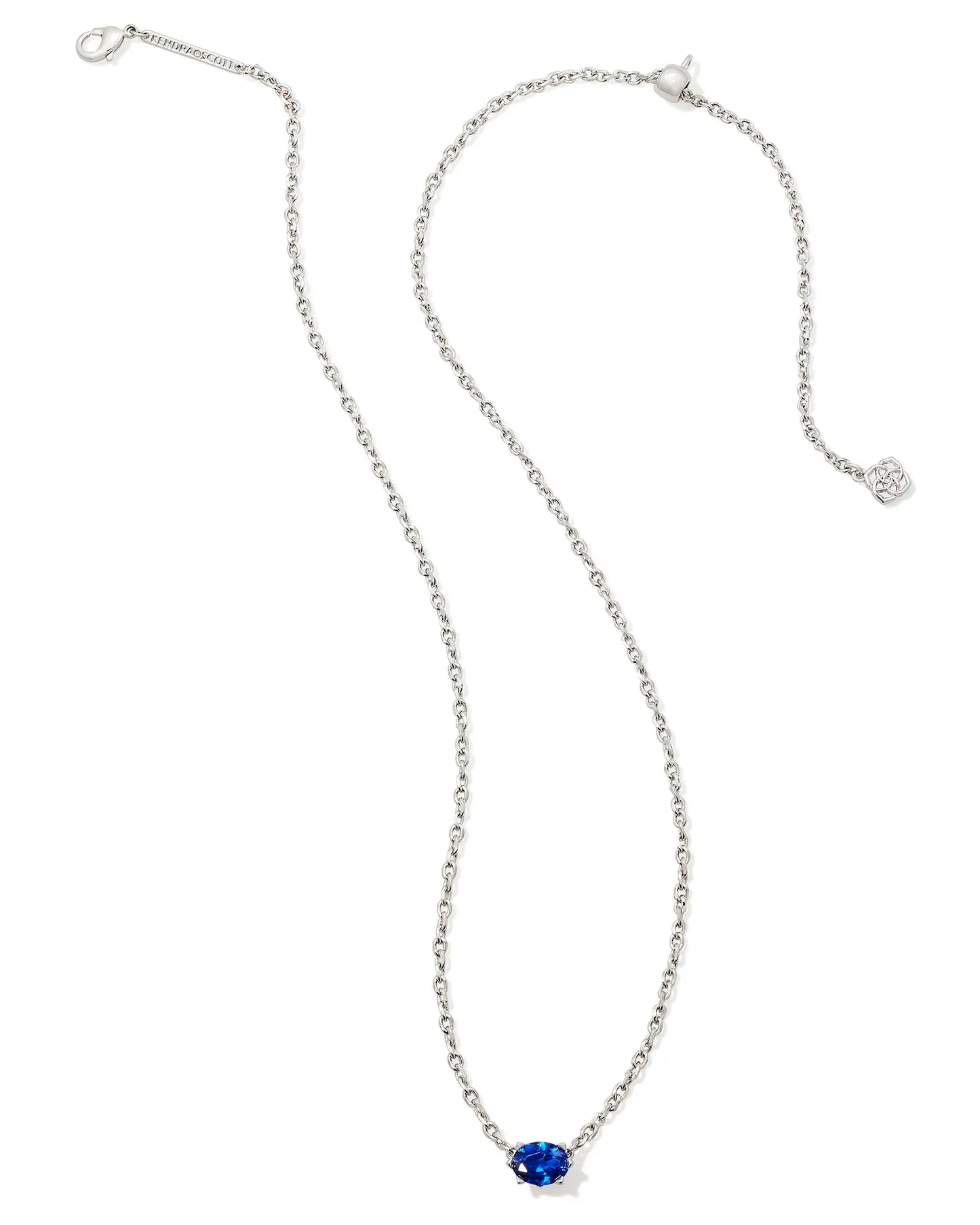 Kendra Scott Cailin Crystal Pendant Necklace in Silver Blue Crystal