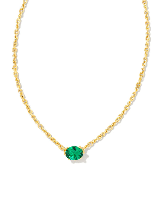 Kendra Scott Cailin Gold Crystal Pendant Necklace Green Crystal