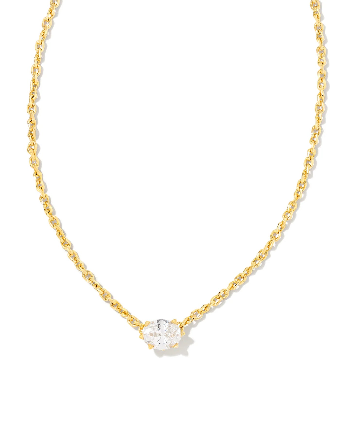 Kendra Scott Cailin Gold Crystal Pendant Necklace White CZ