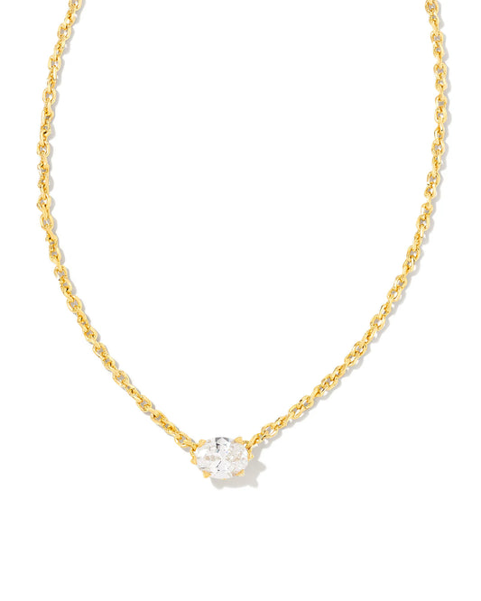 Kendra Scott Cailin Gold Crystal Pendant Necklace White CZ
