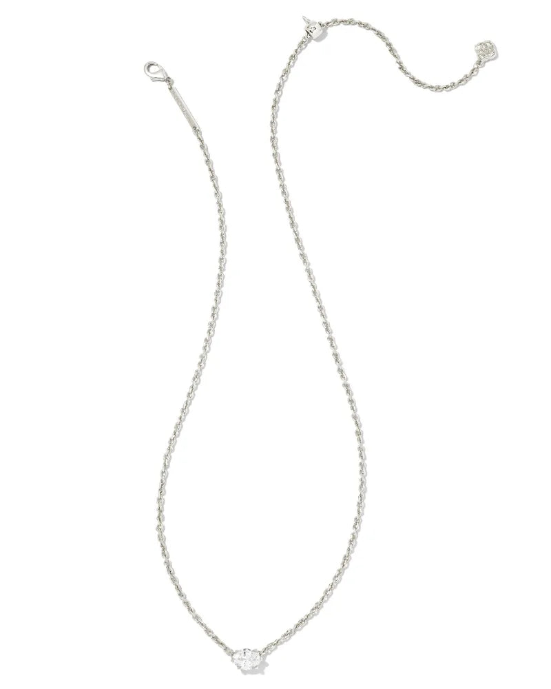 Kendra Scott Cailin Silver Crystal Pendant Necklace White CZ