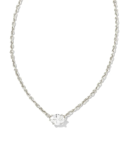 Kendra Scott Cailin Silver Crystal Pendant Necklace White CZ