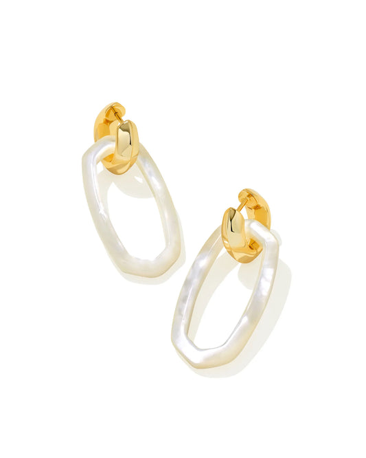 Kendra Scott Danielle Gold Convertible Link Earrings in Ivory Mother-of-Pearl