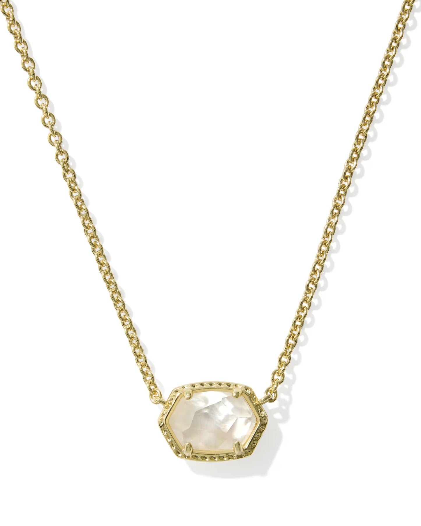 Kendra Scott Daphne Gold Frame Short Pendant Necklace in Ivory Mother Of Pearl