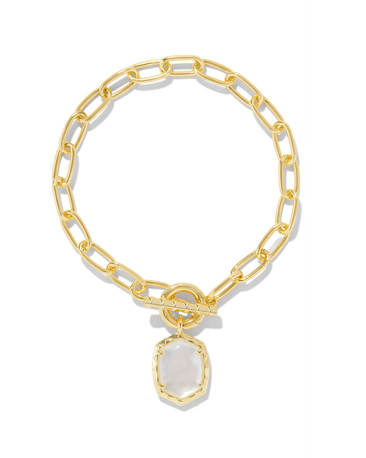 Kendra Scott Daphne Gold Link Chain Bracelet In Ivory Mother Of Pearl