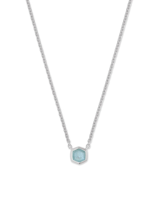 Kendra Scott Davie Sterling Silver Pendant Necklace in Aquamarine