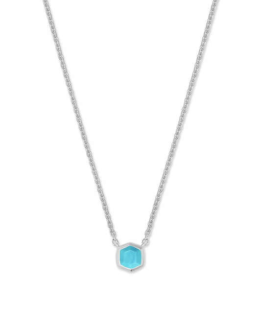 Kendra Scott Davie Pendant Necklace Sterling Silver Turquoise