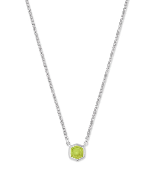 Kendra Scott Davie Pendant Necklace Sterling Silver Green Peridot