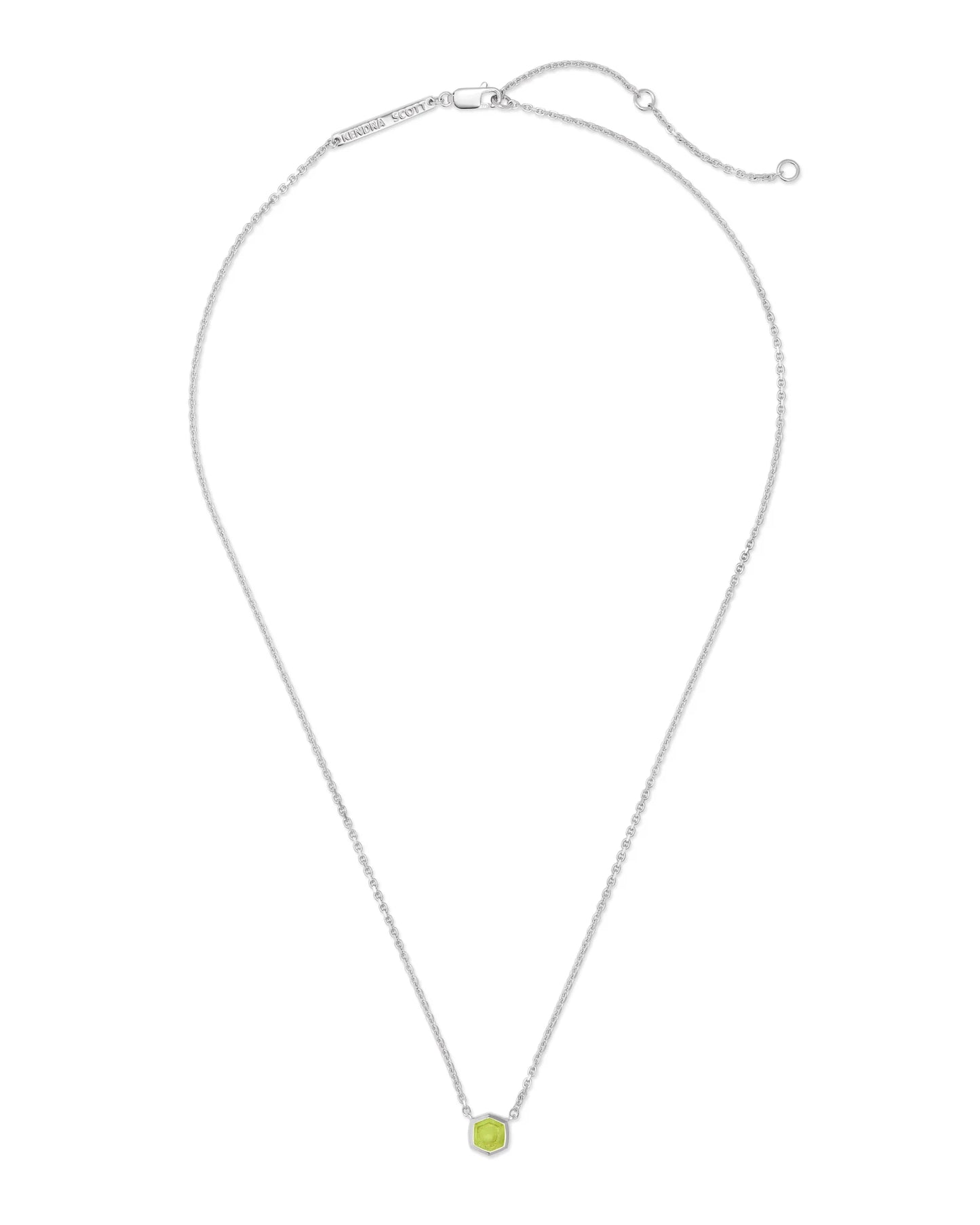 Kendra Scott Davie Pendant Necklace Sterling Silver Green Peridot