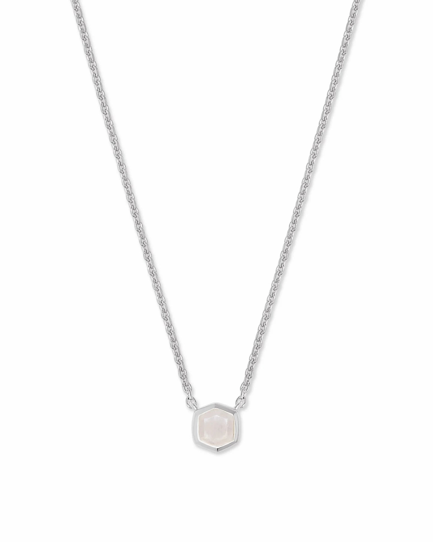 Kendra Scott Davie Sterling Silver Pendant Necklace in Rainbow Moonstone