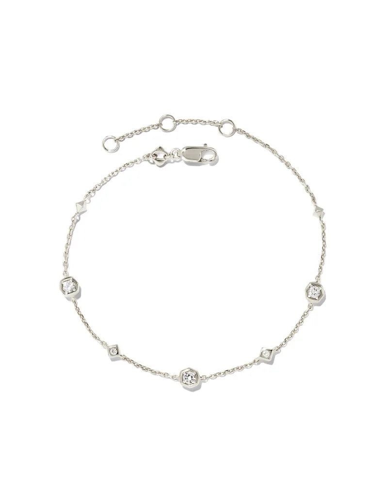 Kendra Scott Davie Sterling Silver Trio Delicate Bracelet in Sterling Silver White Sapphire