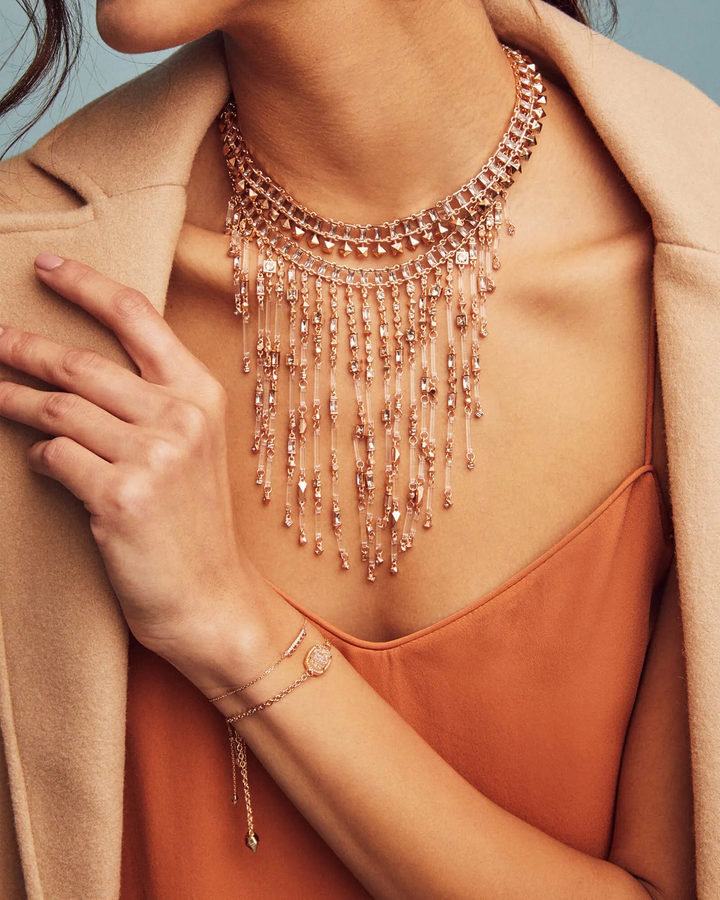 Kendra Scott Elaina Delicate Chain Bracelet Rose Gold Iridescent Drusy