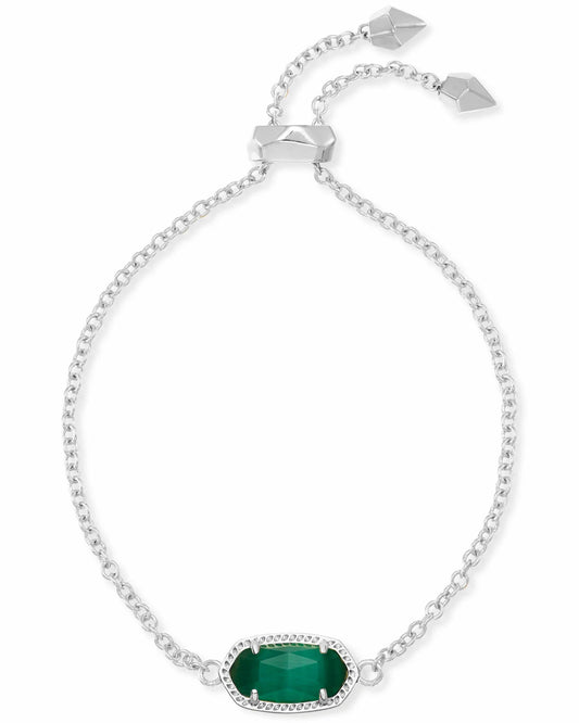 Kendra Scott Elaina Silver Adjustable Chain Bracelet in Emerald Cat’s Eye