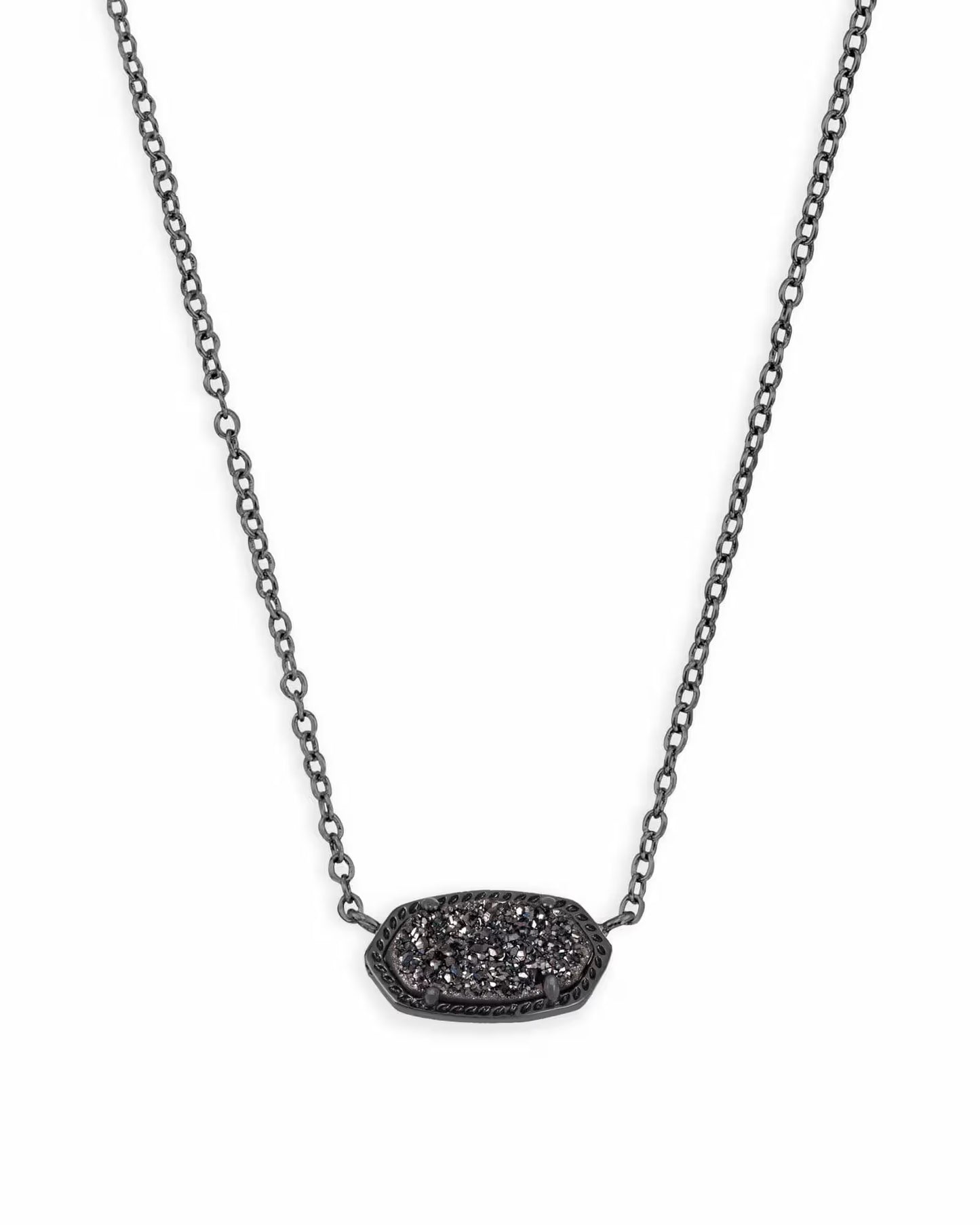 Kendra Scott Elisa Gunmetal Pendant Necklace In Black Drusy