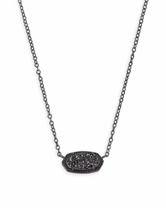 Kendra Scott Elisa Gunmetal Pendant Necklace In Black Drusy