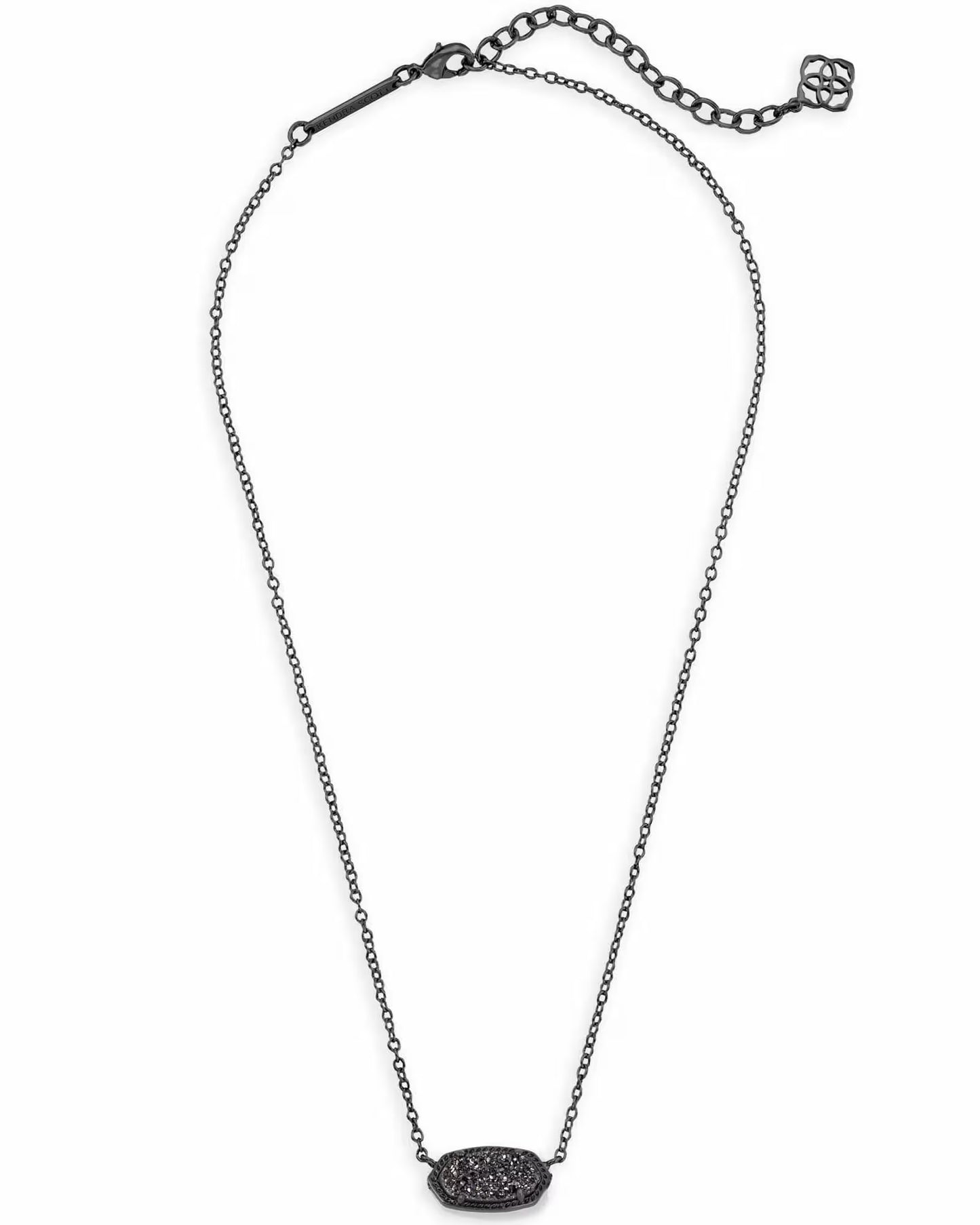 Kendra Scott Elisa Gunmetal Pendant Necklace In Black Drusy
