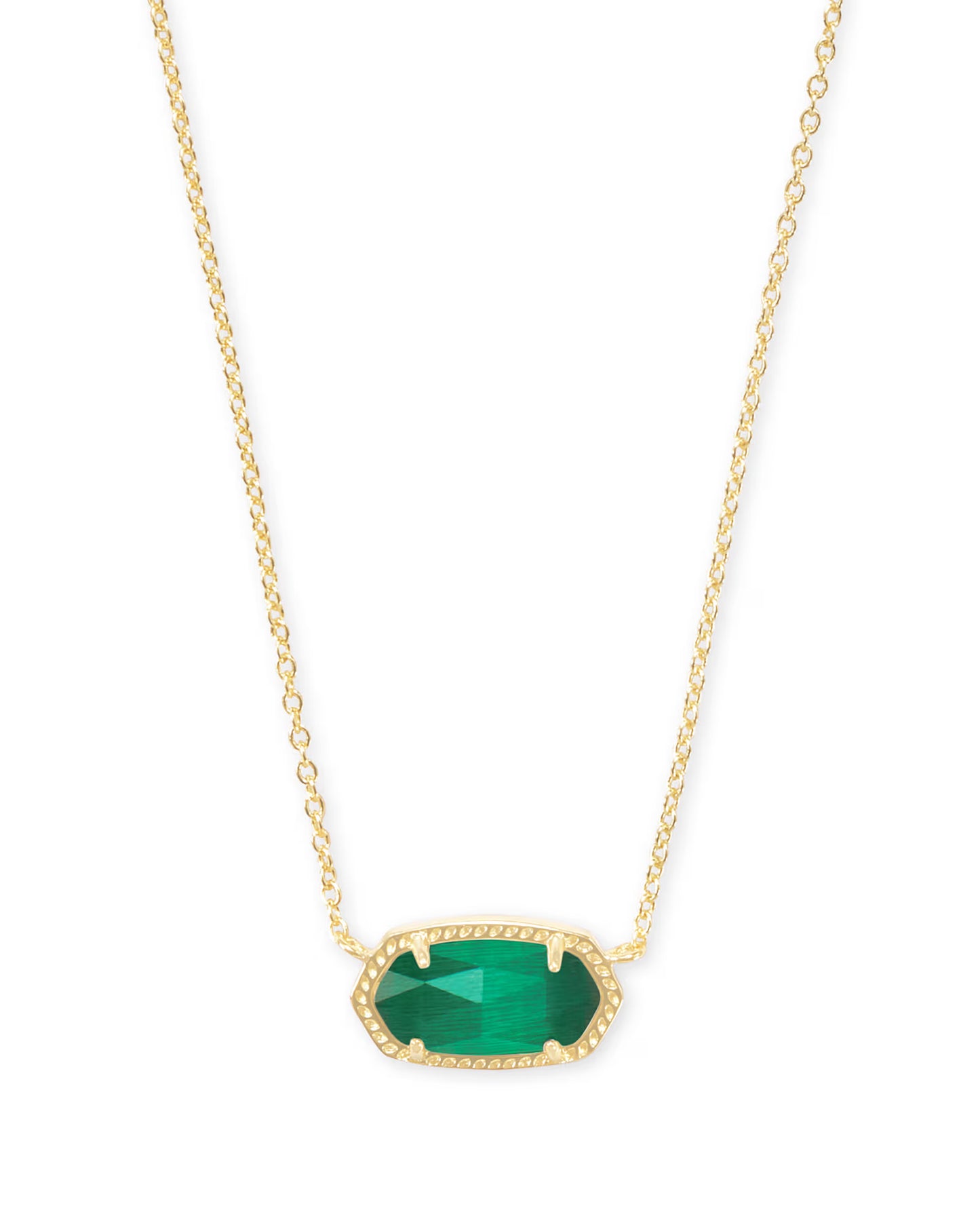 Kendra Scott Elisa Gold Pendant Necklace In Emerald Cats Eye