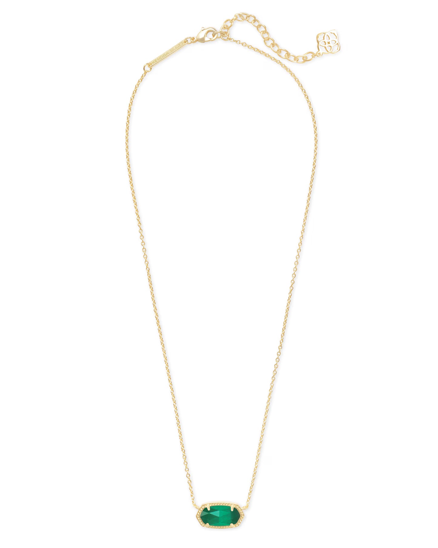 Kendra Scott Elisa Gold Pendant Necklace In Emerald Cats Eye
