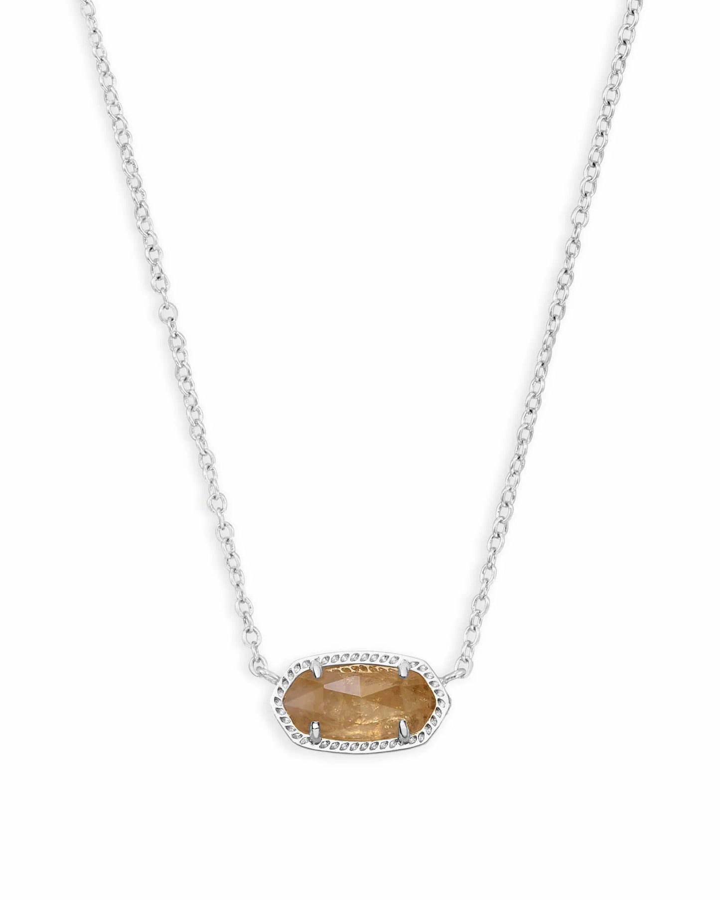 Kendra Scott Elisa Short Pendant Necklace In Silver Orange Citrine Quartz