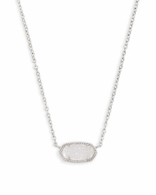 Kendra Scott Elisa Silver Pendant In Iridescent Drusy