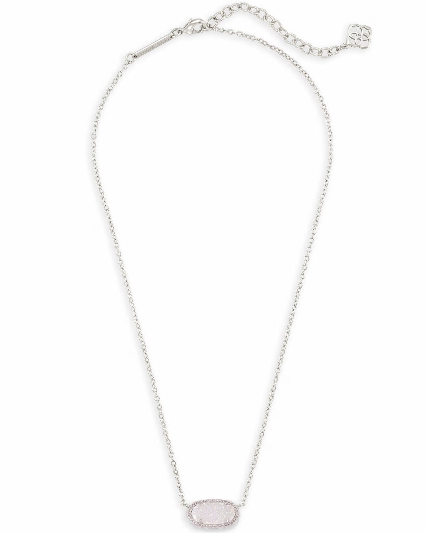 Kendra Scott Elisa Silver Pendant In Iridescent Drusy