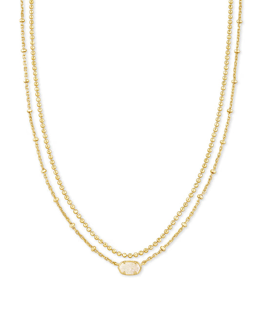 Kendra Scott Emilie Gold Multi Strand Necklace in Iridescent Drusy
