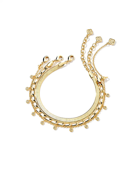 Kendra Scott Kassie Set Of 3 Chain Bracelets In Gold